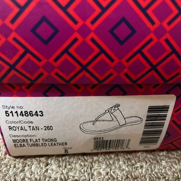 Women’s Tory Burch Moore Flat Thong Sandals Elba tumbled leather size 8 - Picture 10 of 10